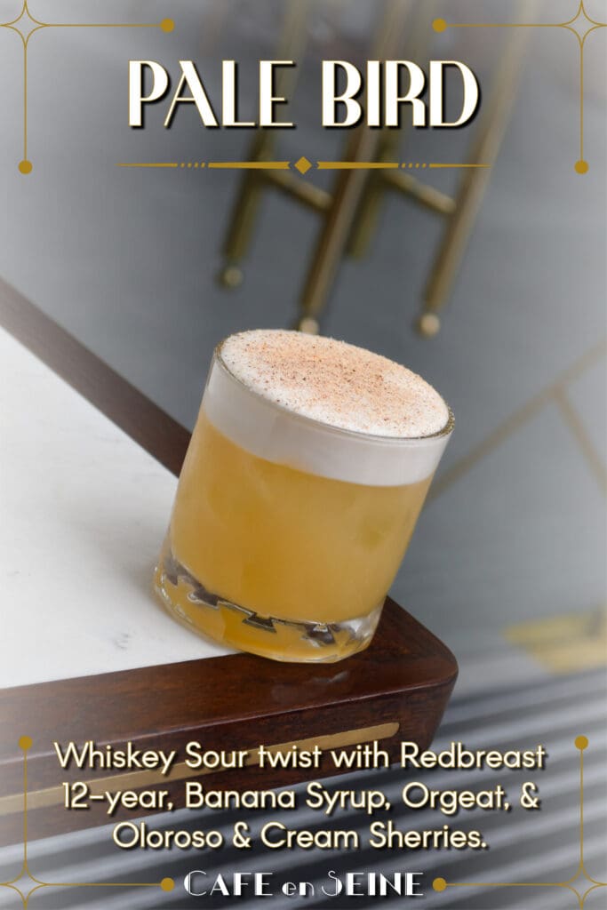 A graphic showing Cafe en Seine's Pale Bird cocktail. 