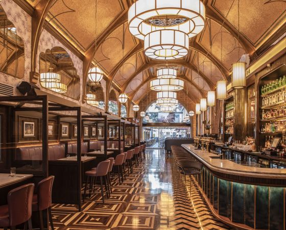 Looking down the Grand Bar in Café en Seine towards the Street Garden